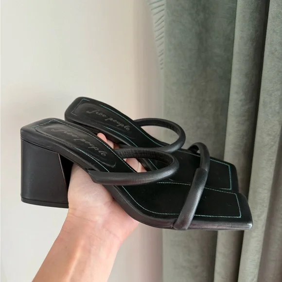 Free People Parker Double Strap Heels - Black - EU Size 37.5/ US Size 7 - Picture 2 of 13